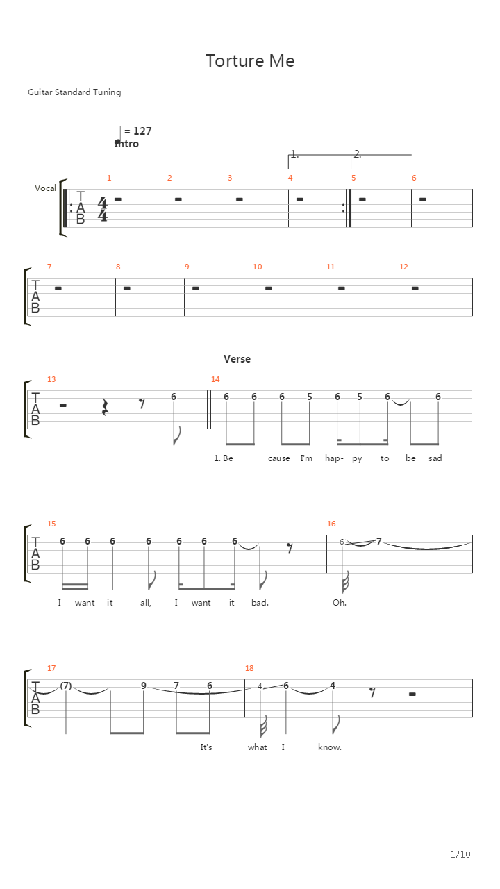 Torture Me吉他谱