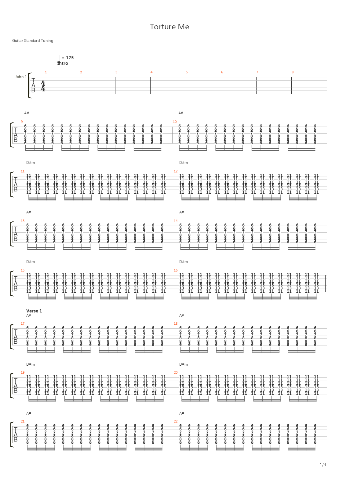 Torture Me吉他谱
