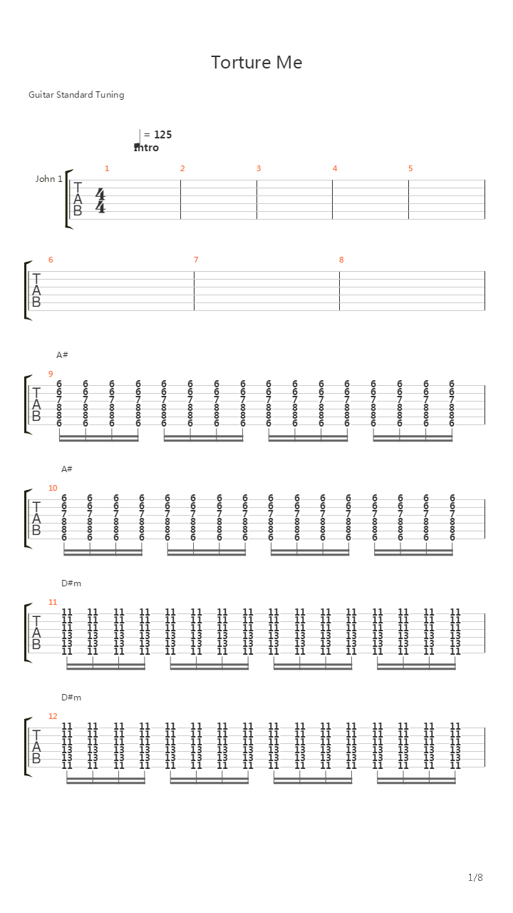 Torture Me吉他谱