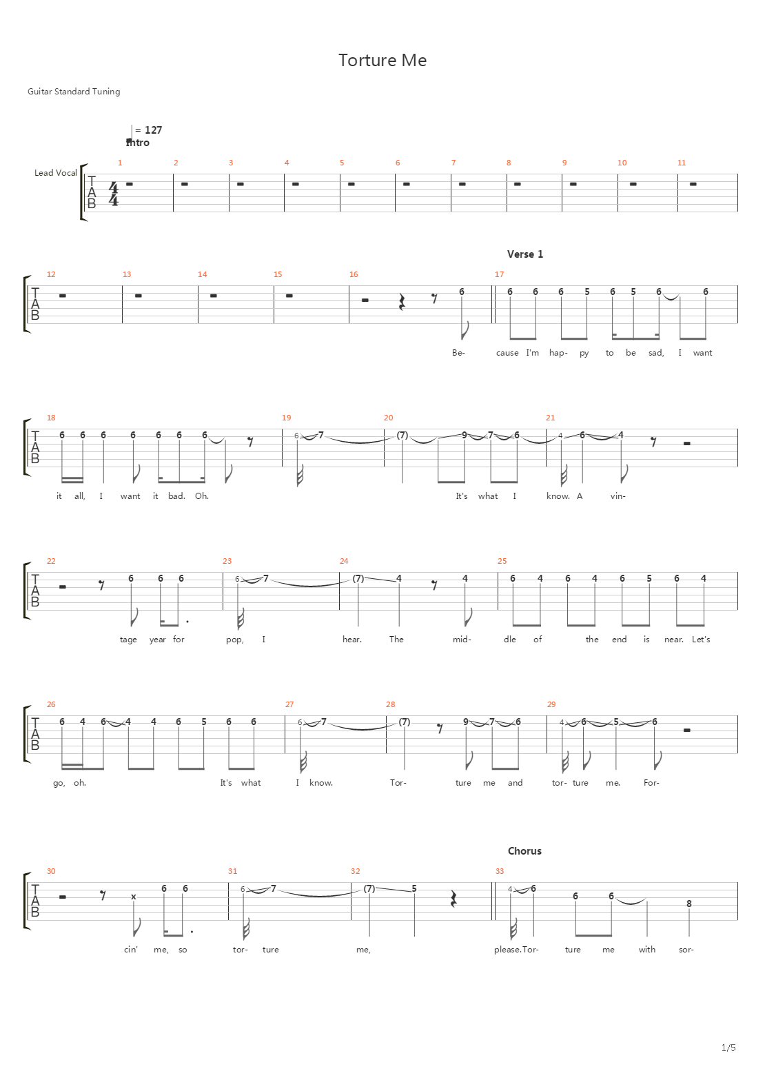 Torture Me吉他谱