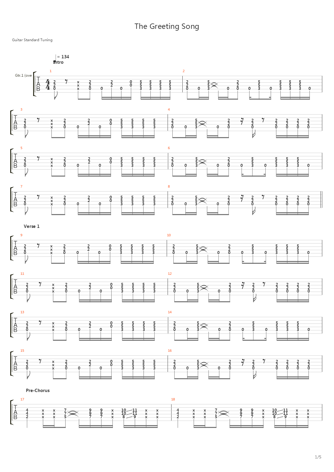 The Greeting Song吉他谱