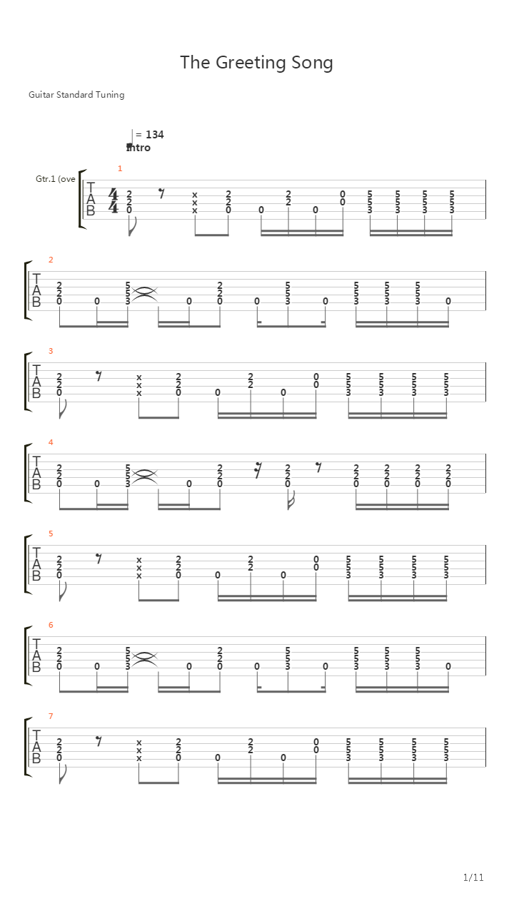 The Greeting Song吉他谱