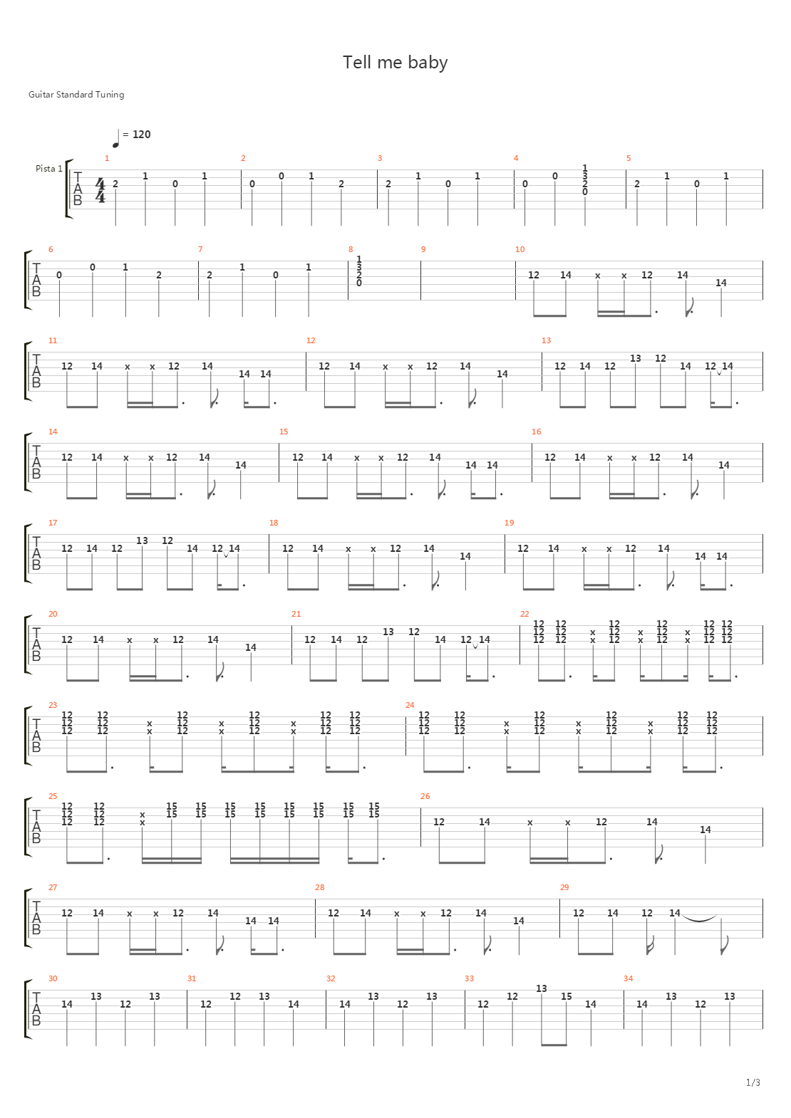Tell Me Baby吉他谱