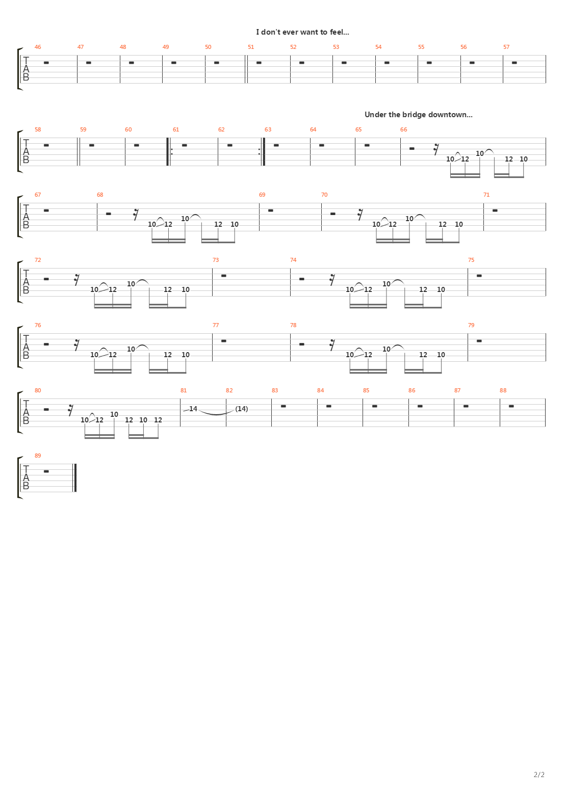 Under The Bridge吉他谱