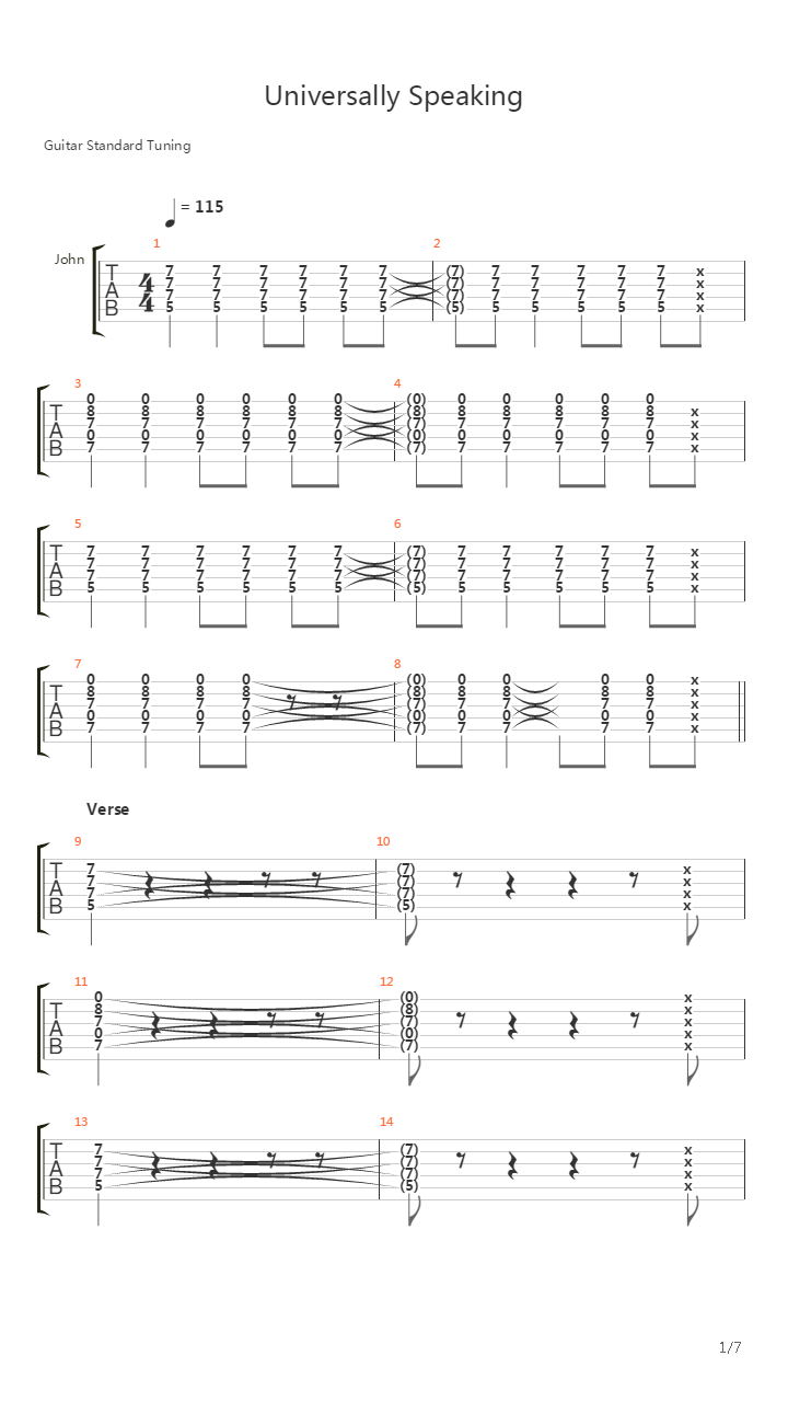 Universally Speaking吉他谱