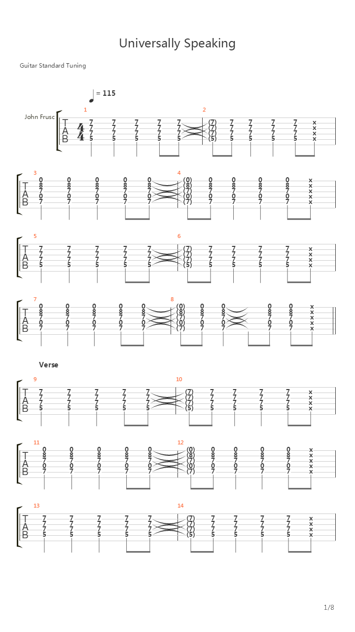 Universally Speaking吉他谱