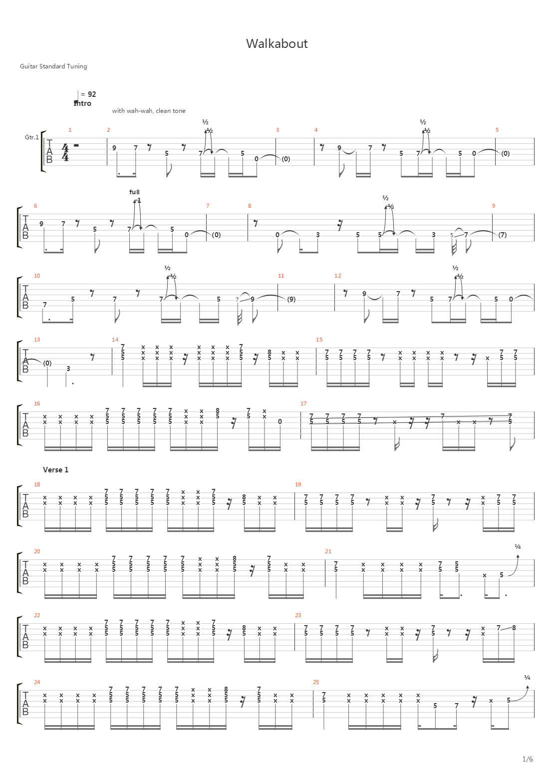 Walkabout吉他谱