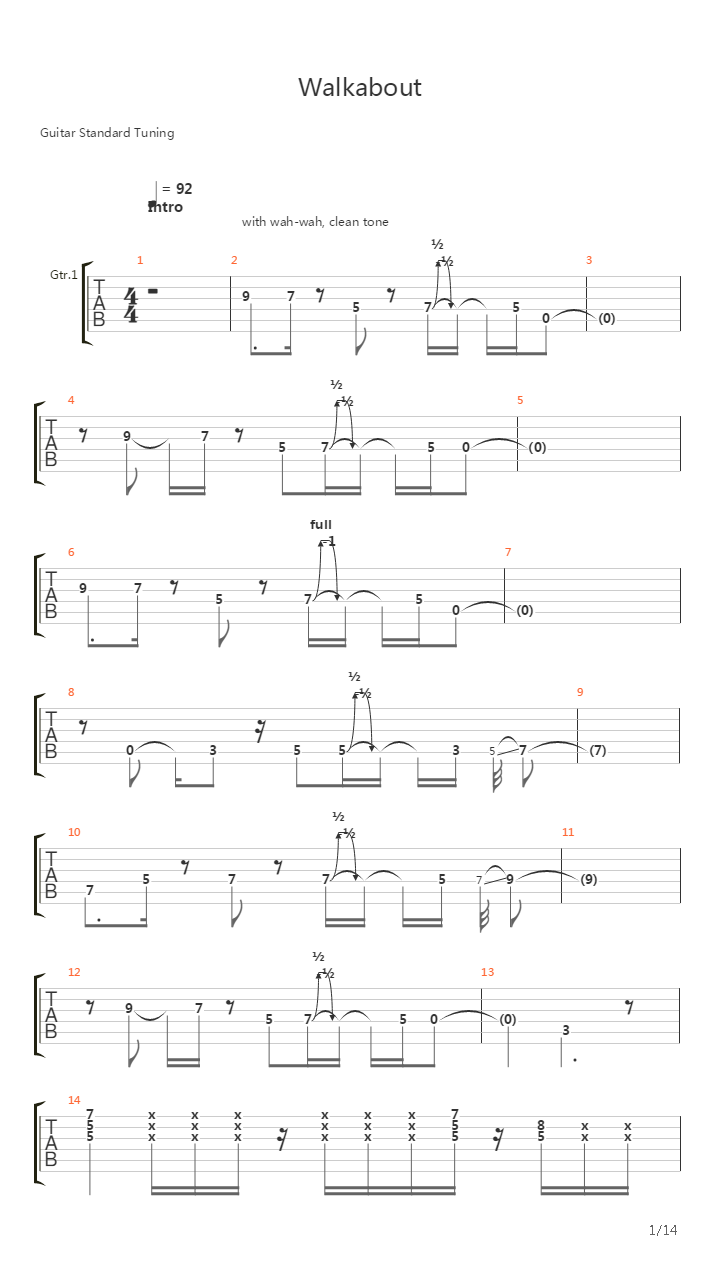 Walkabout吉他谱
