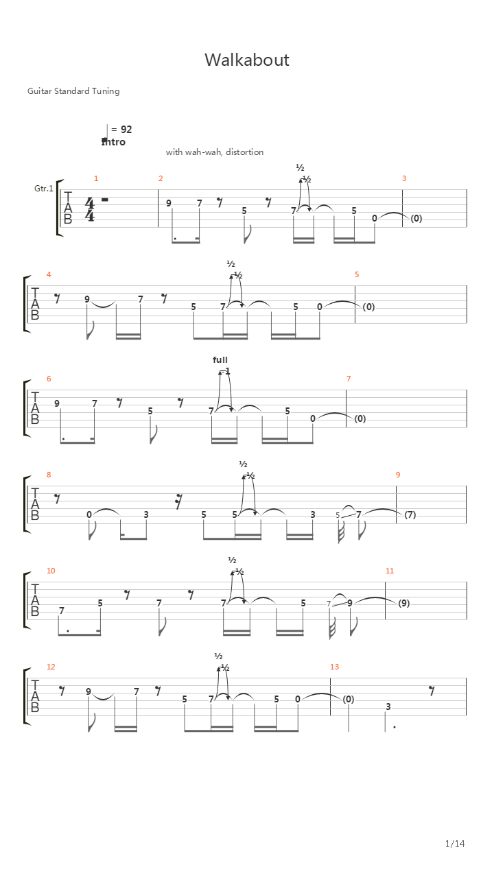 Walkabout吉他谱