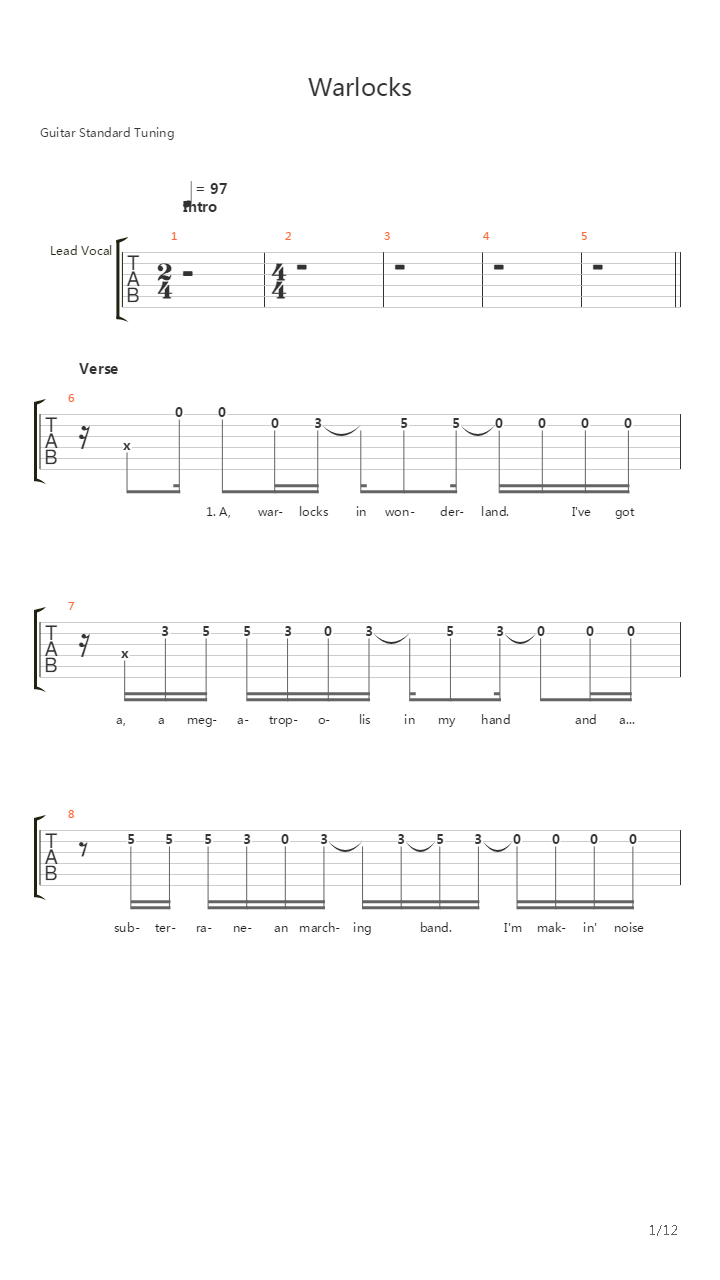 Warlocks吉他谱
