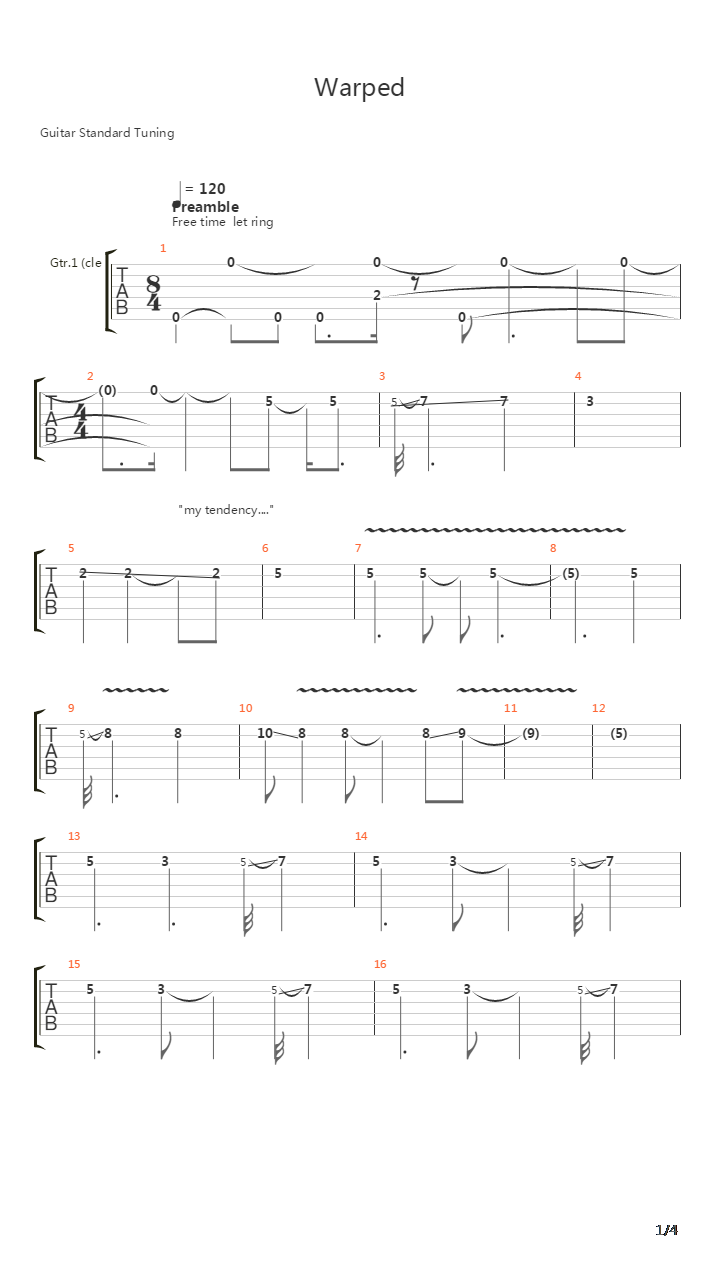 Warped吉他谱