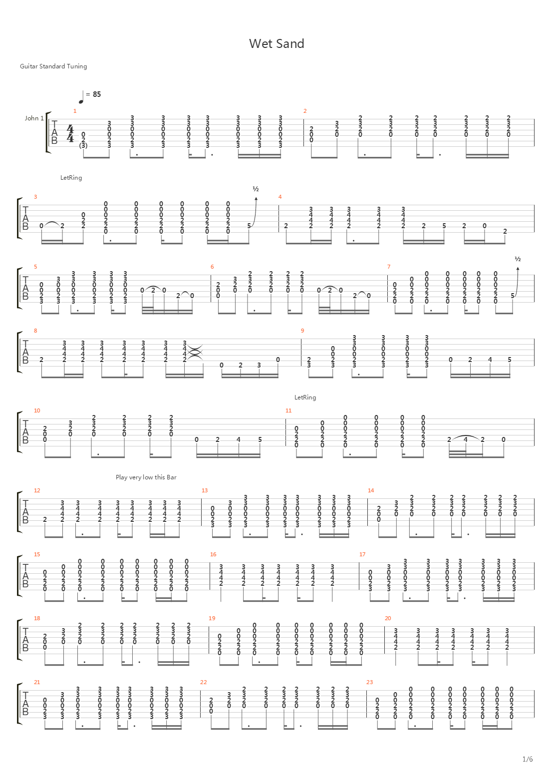 Wet Sand吉他谱