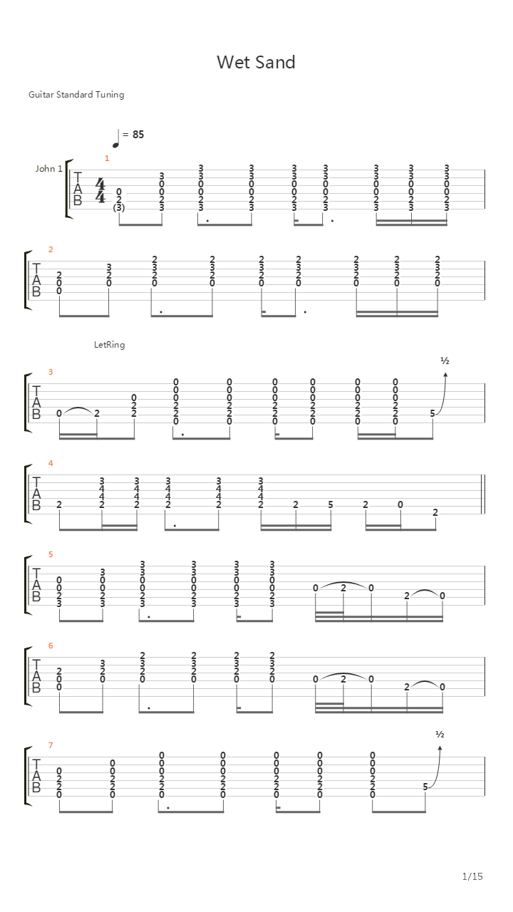 Wet Sand吉他谱