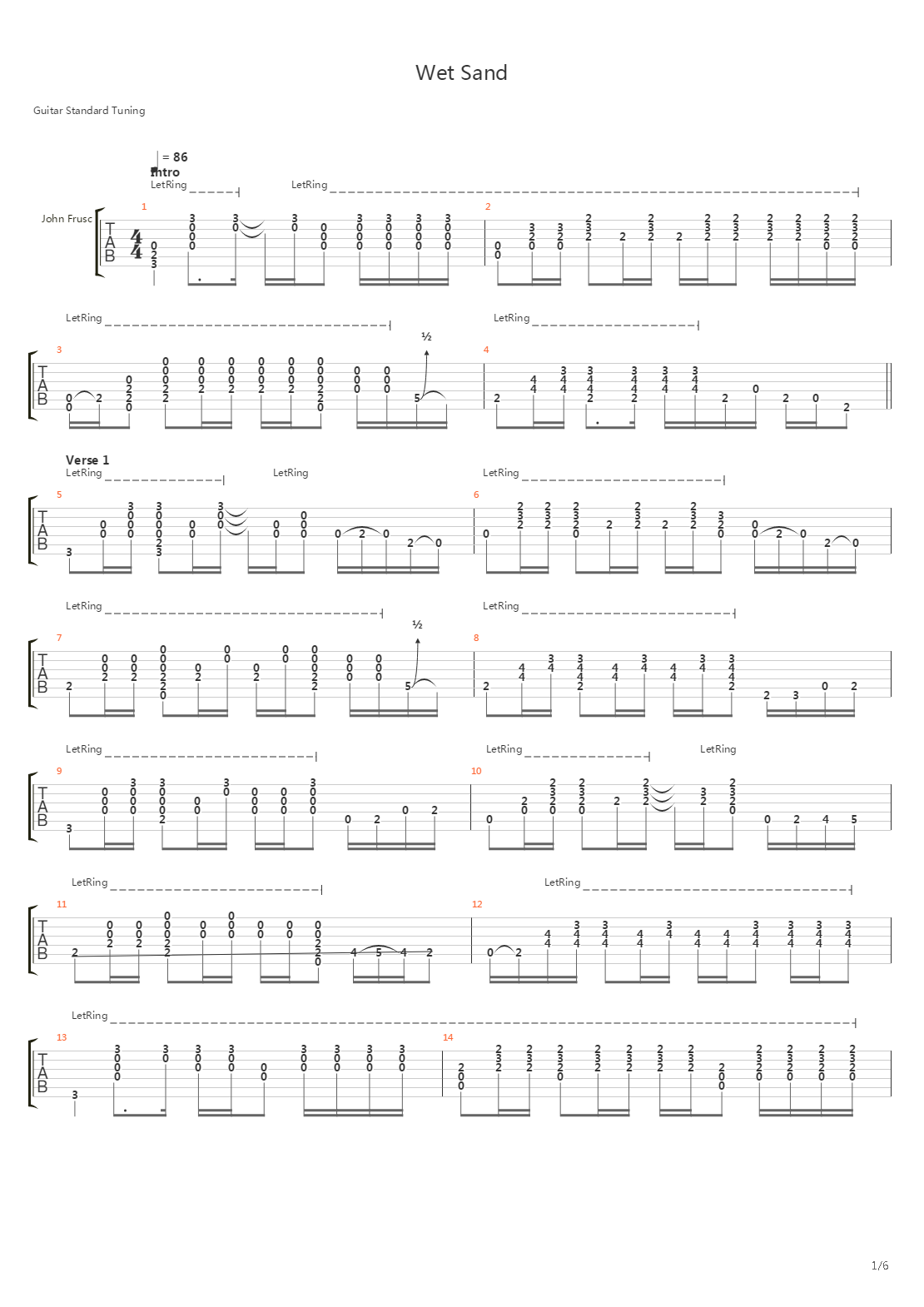 Wet Sand吉他谱