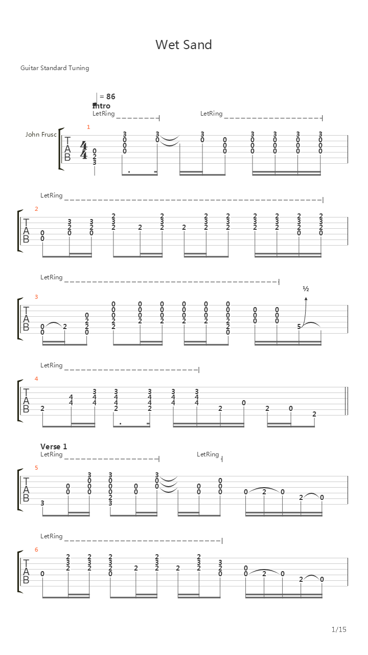 Wet Sand吉他谱