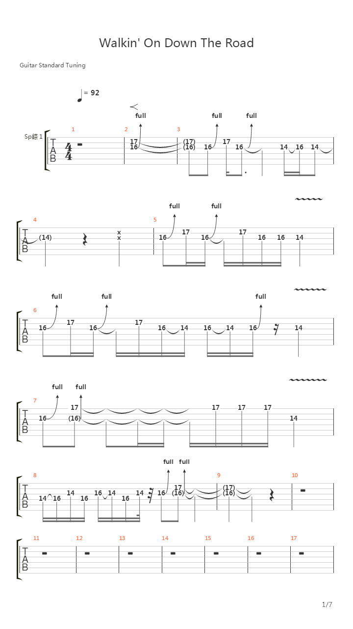 Walkin On Down The Road吉他谱