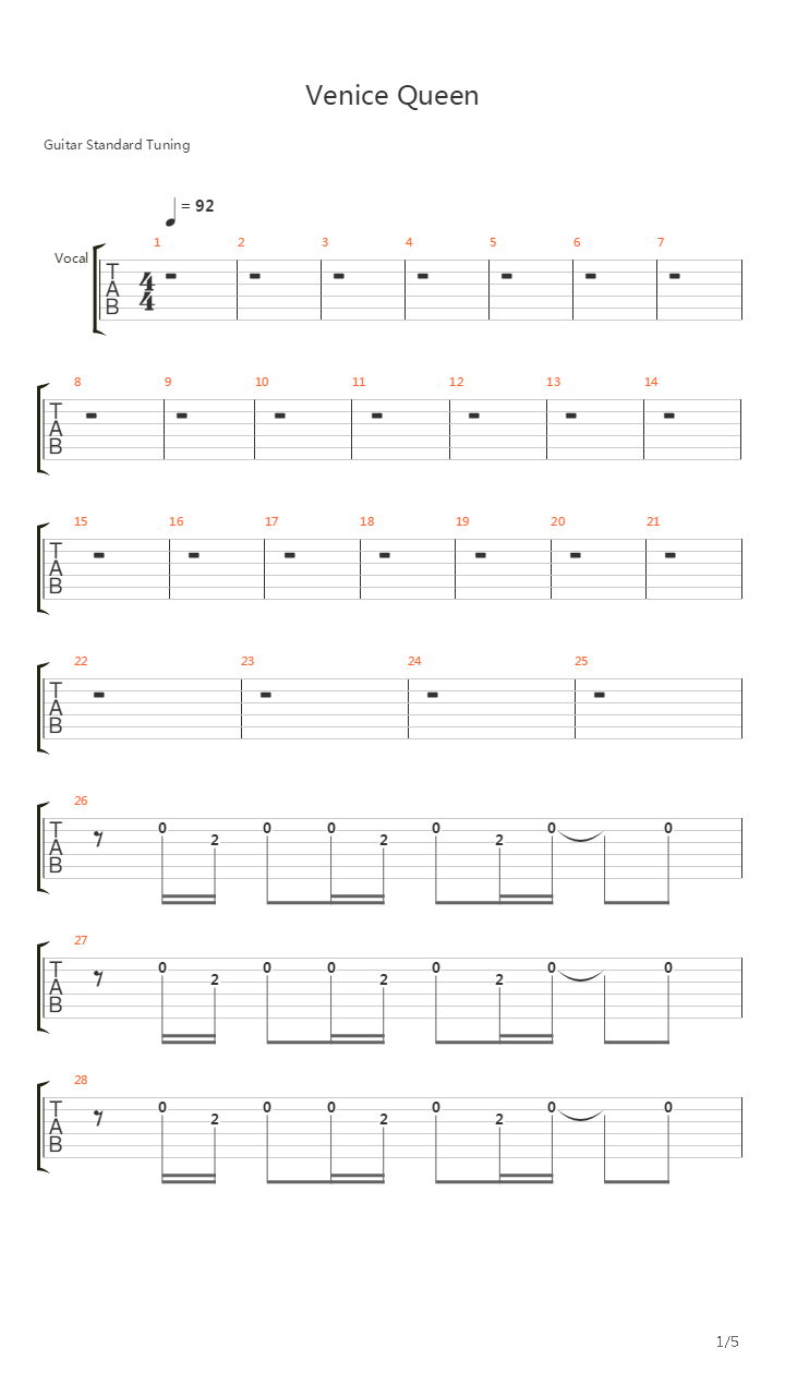 Venice Queen Pt1吉他谱