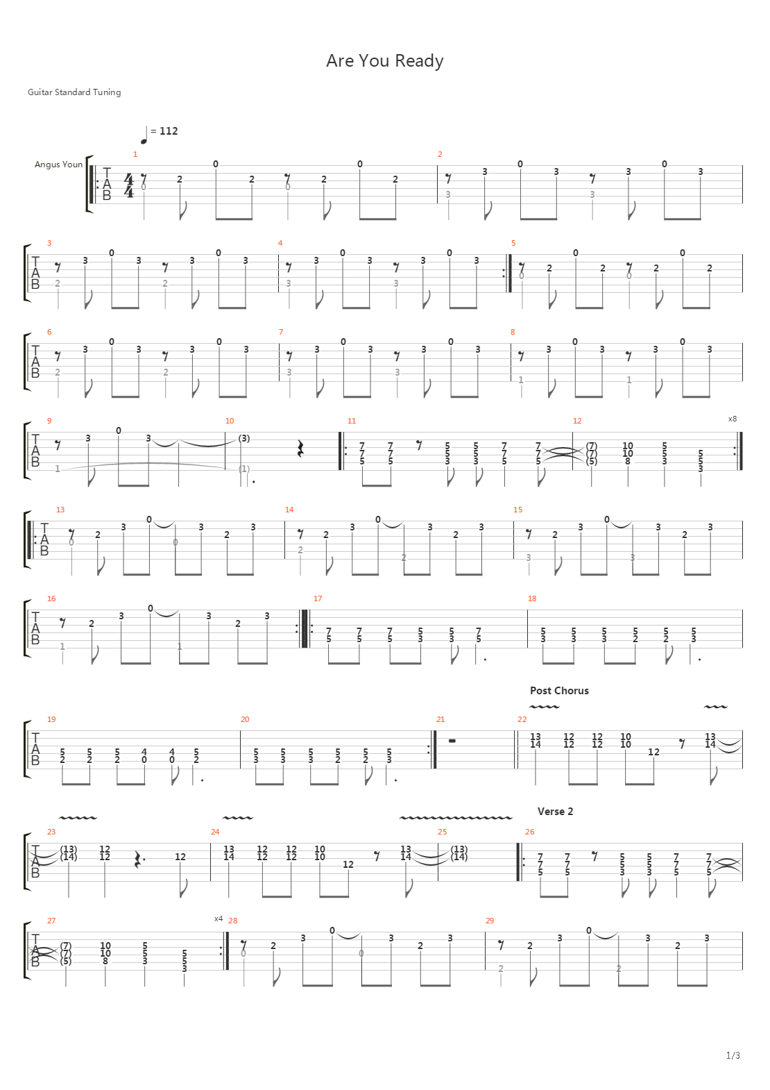 Are You Ready吉他谱