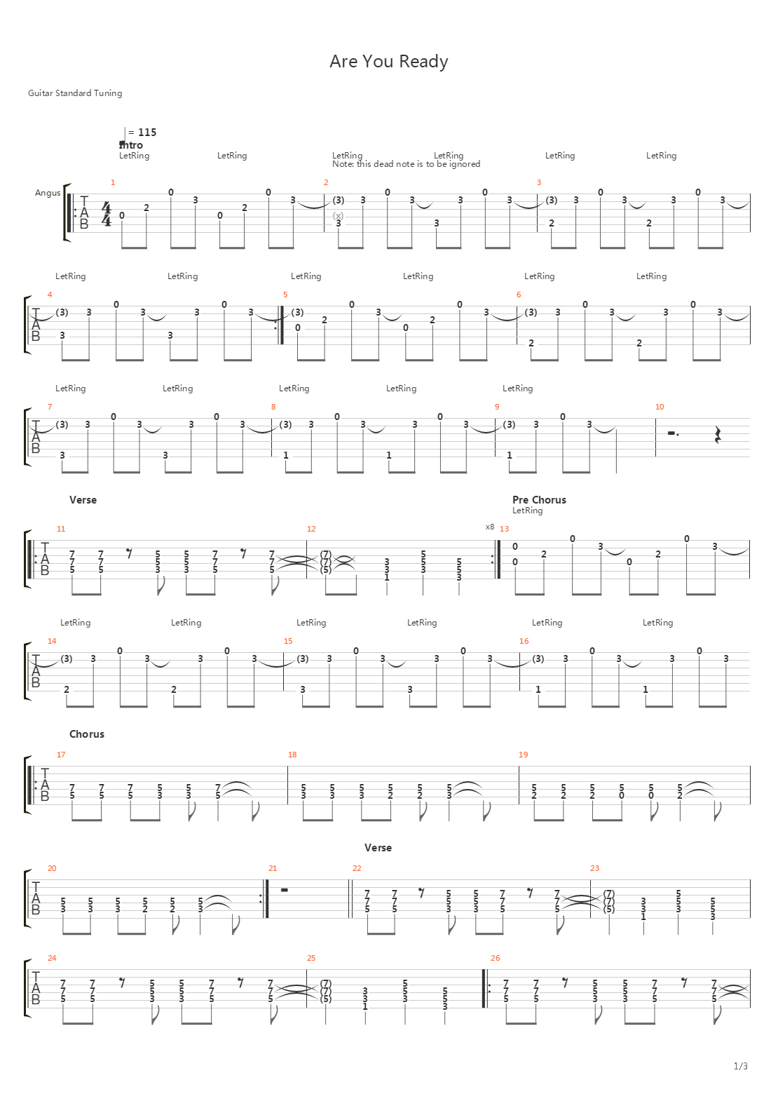 Are You Ready吉他谱