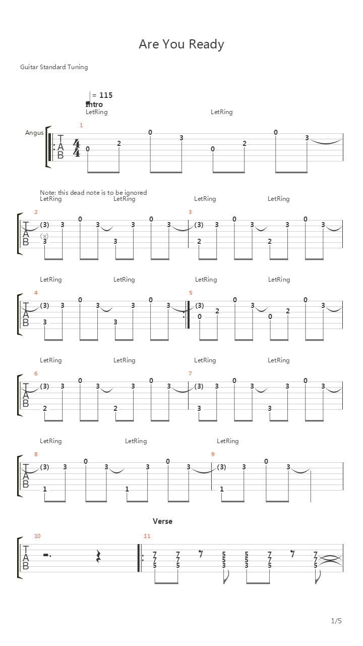 Are You Ready吉他谱