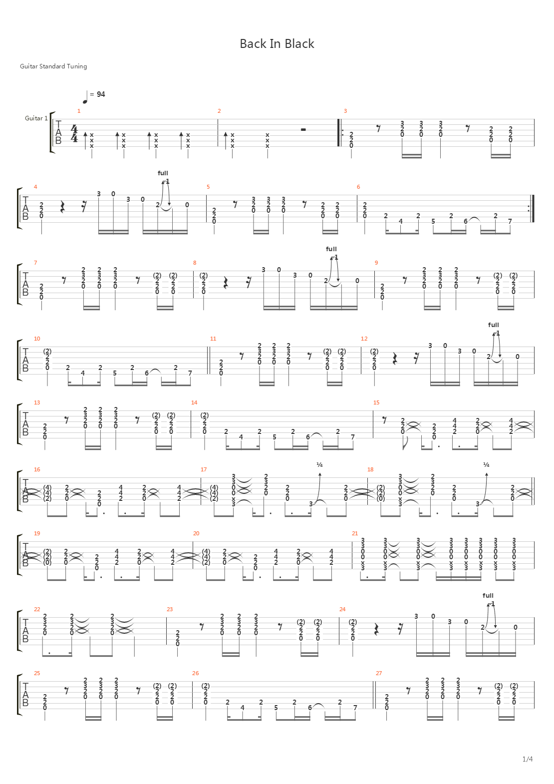 Back In Black吉他谱