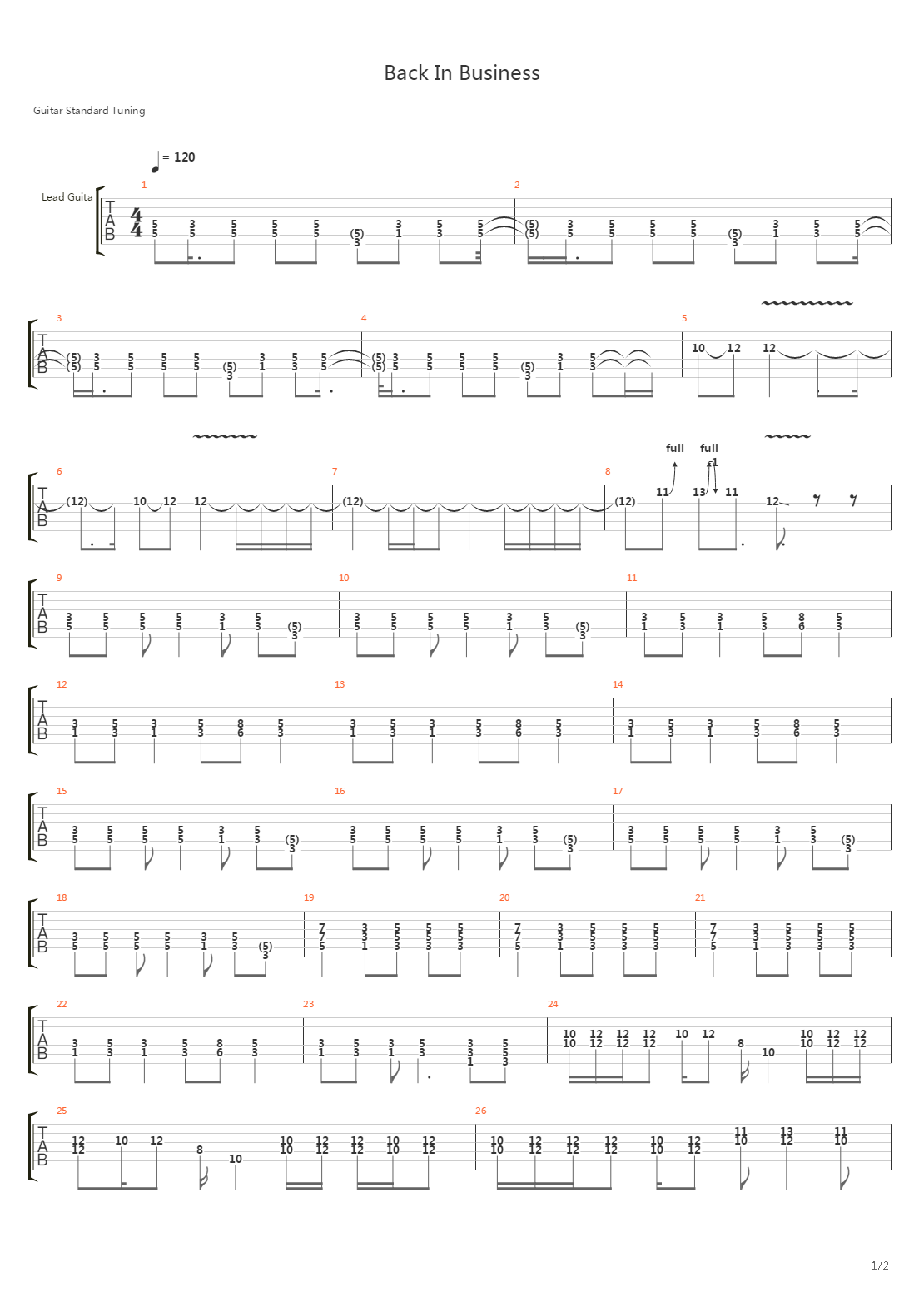 Back In Business吉他谱