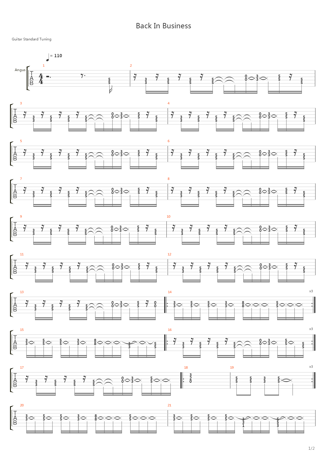 Back In Business吉他谱