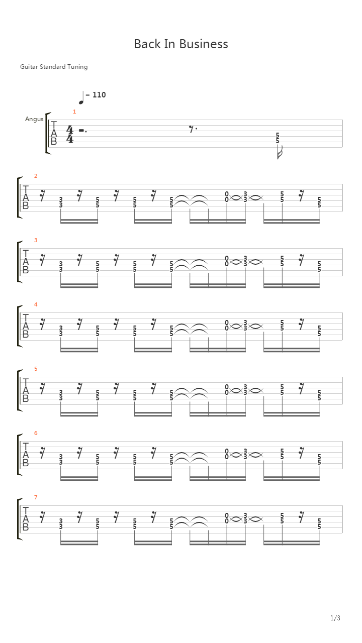 Back In Business吉他谱