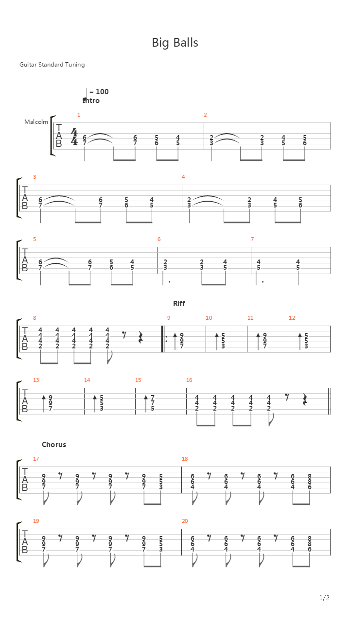 Big Balls吉他谱