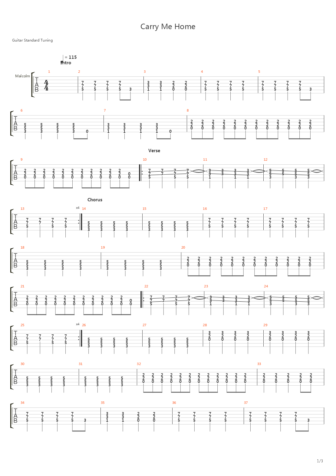 Carry Me Home吉他谱