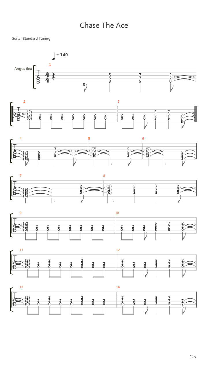 Chase The Ace吉他谱