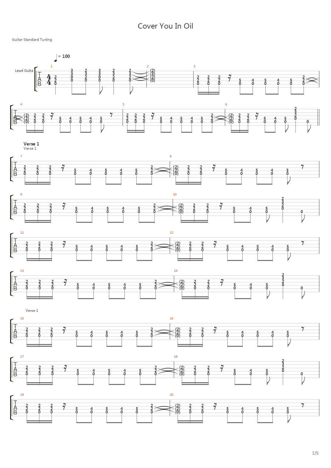 Cover You In Oil吉他谱