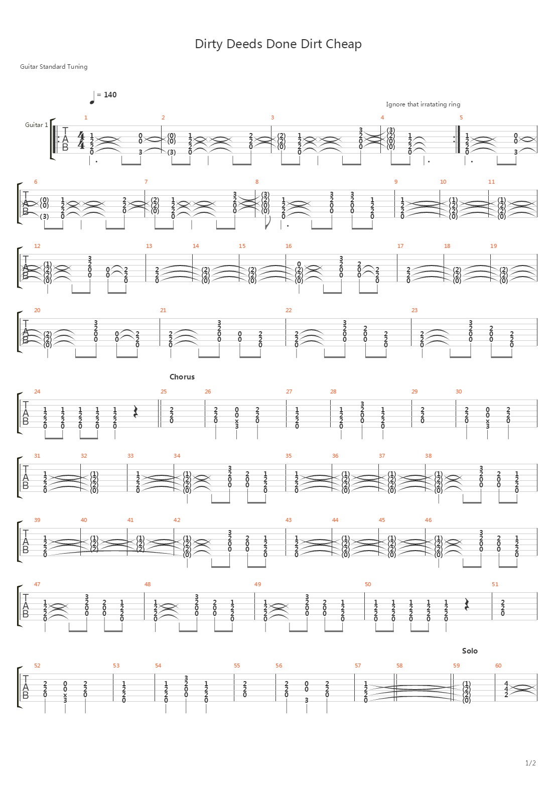 Dirty Deeds Done Dirt Cheap吉他谱