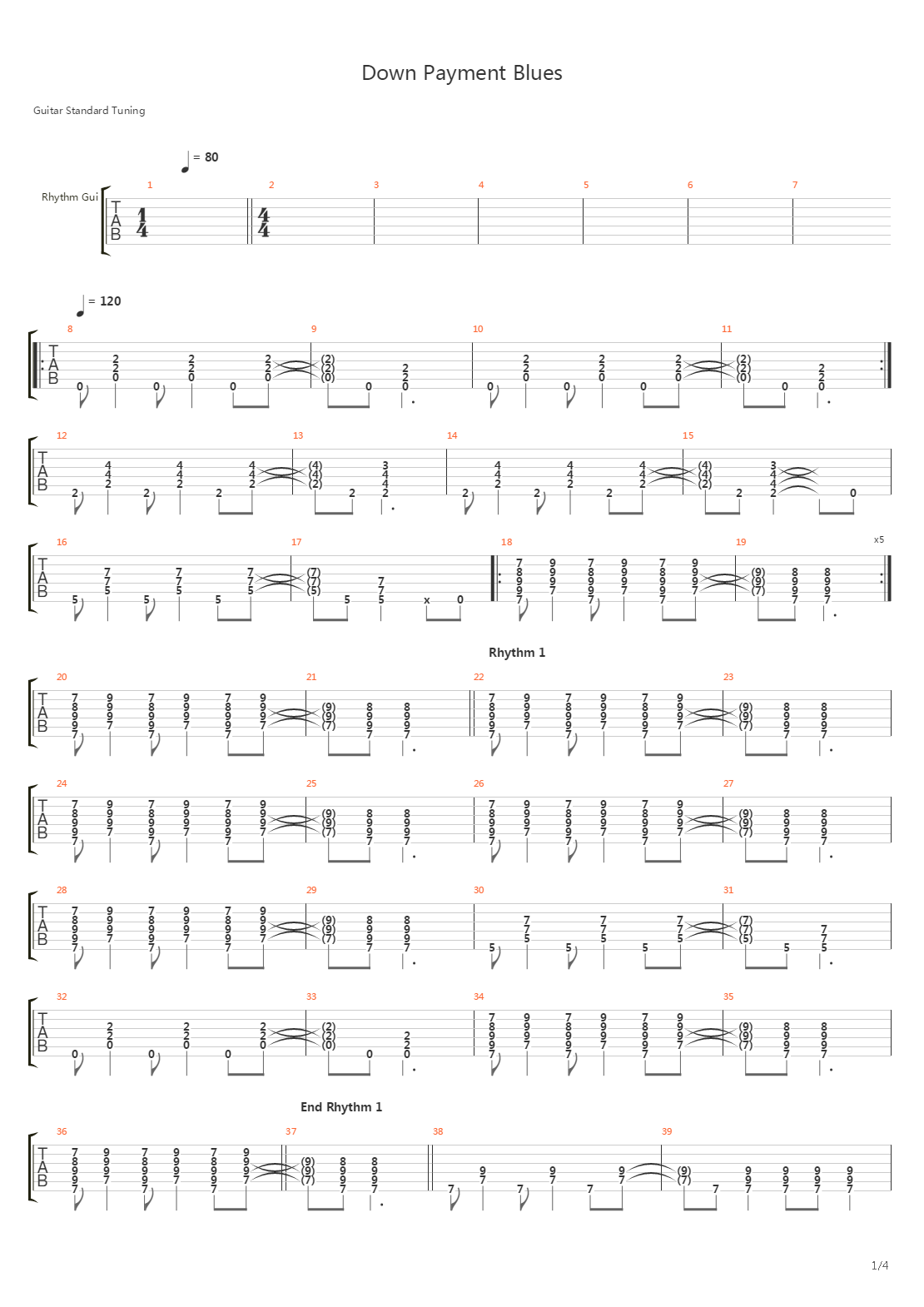Down Payment Blues吉他谱