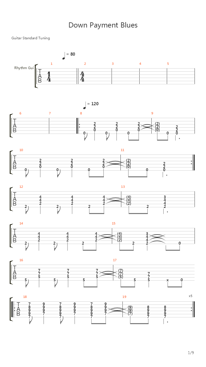 Down Payment Blues吉他谱