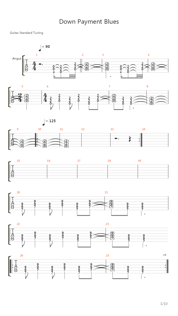 Down Payment Blues吉他谱