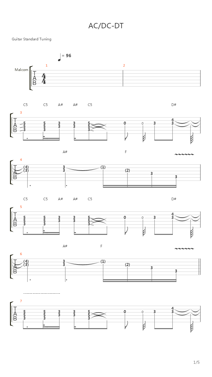 Dt吉他谱