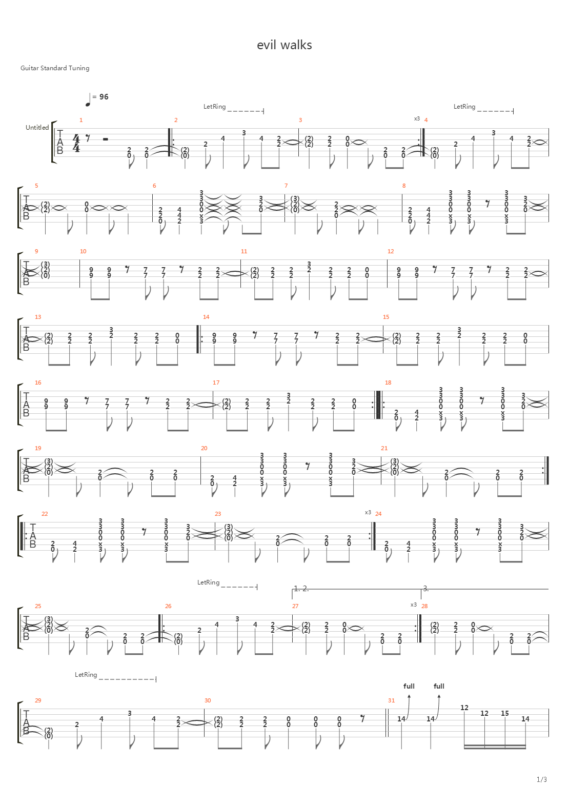Evil Walks吉他谱