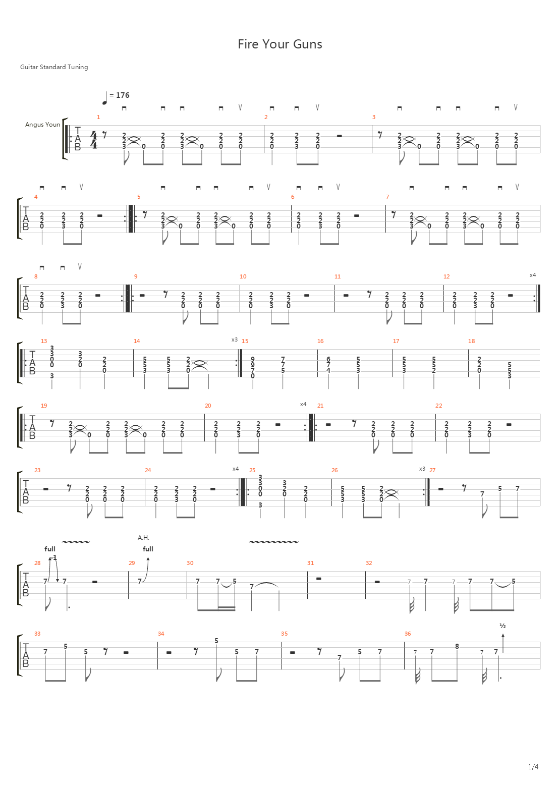 Fire Your Guns吉他谱