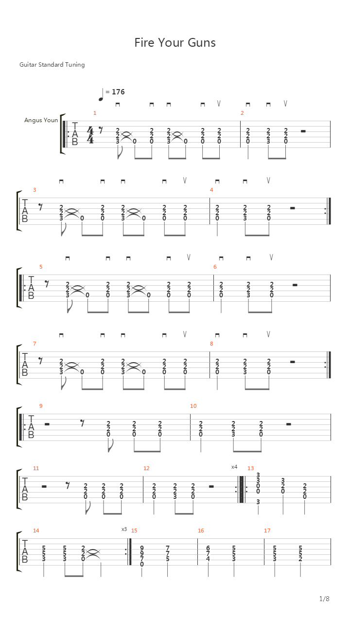 Fire Your Guns吉他谱