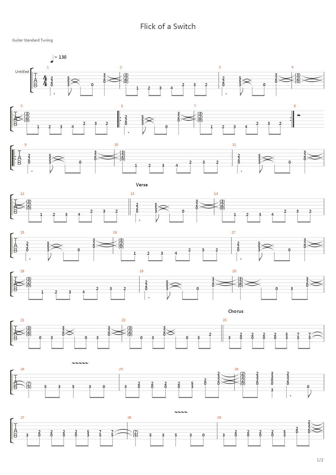 Flick Of A Switch吉他谱