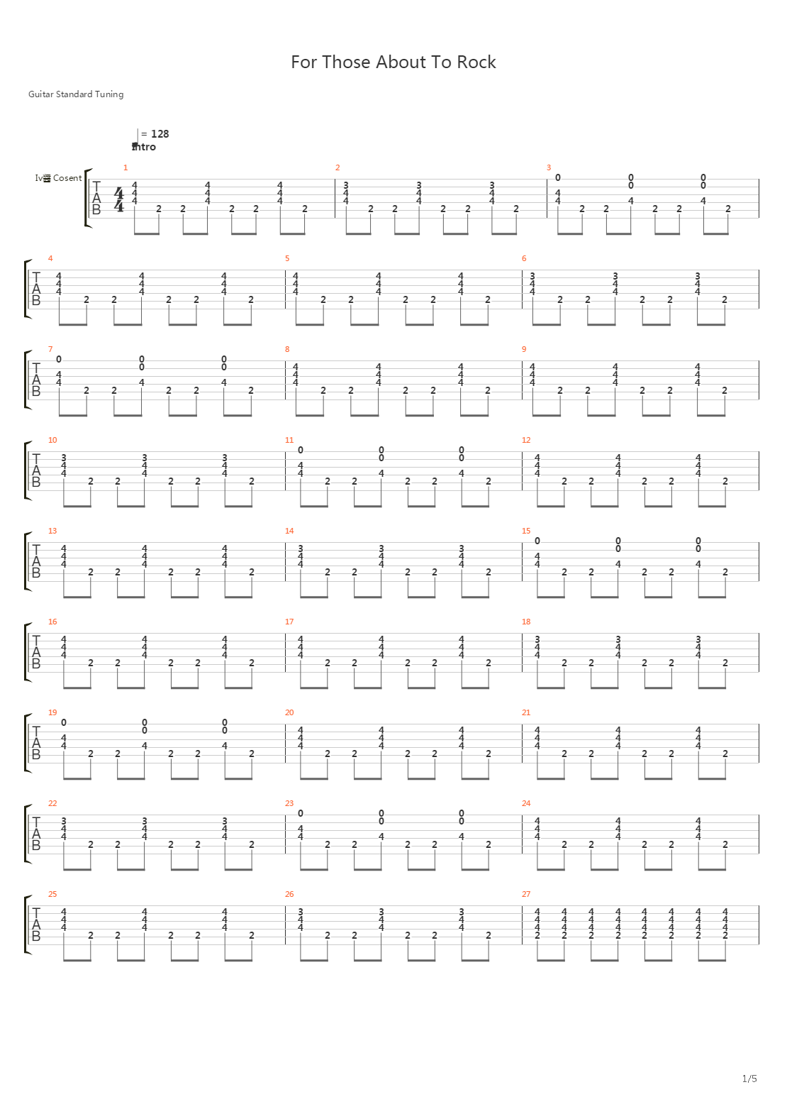 For Those About To Rock吉他谱