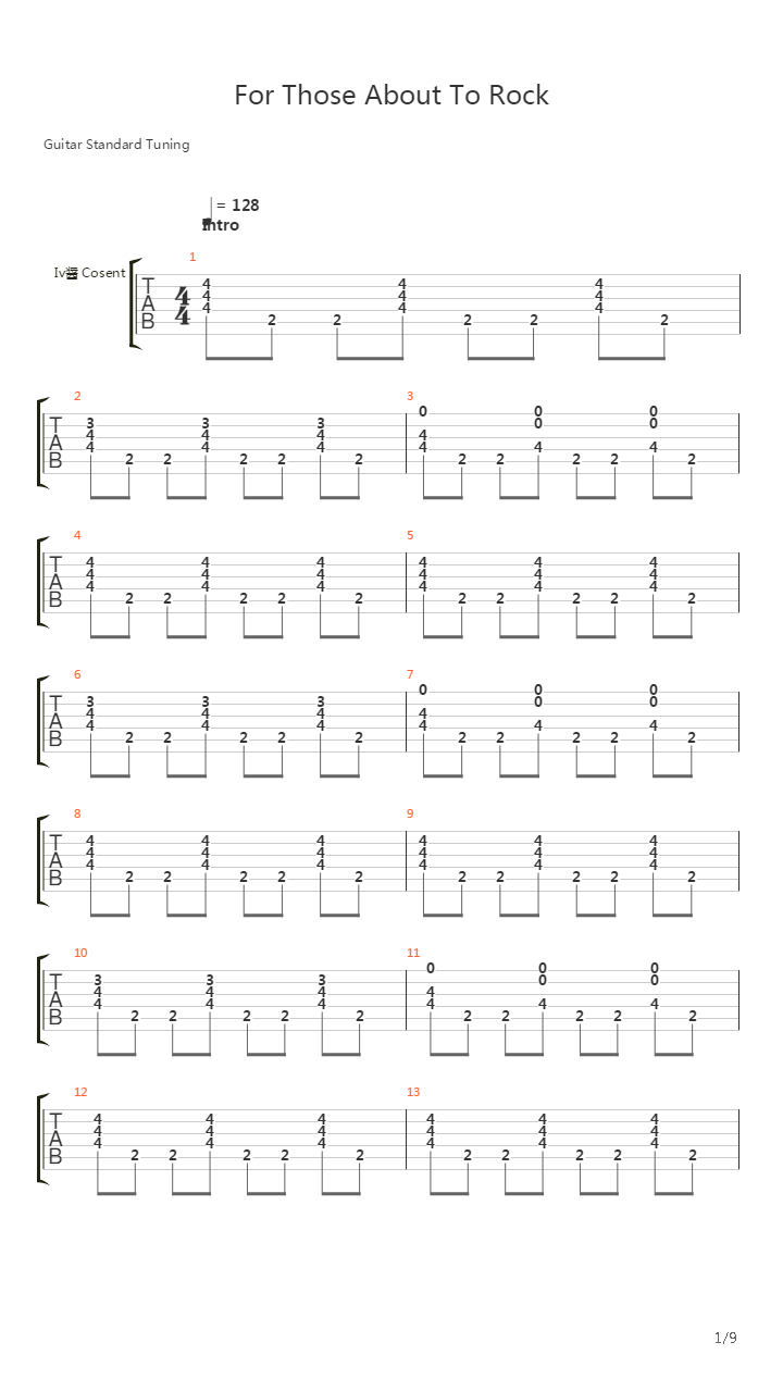 For Those About To Rock吉他谱