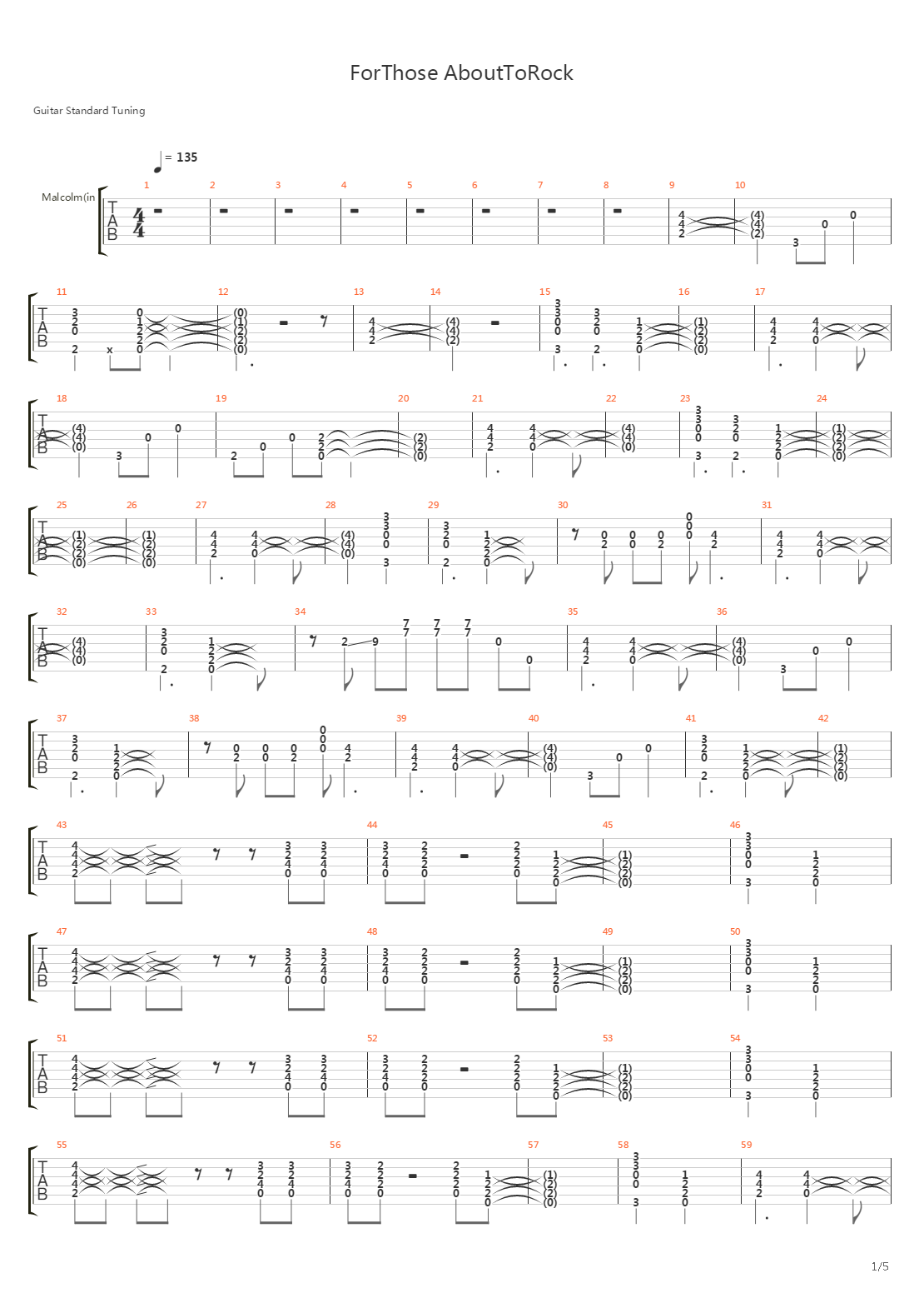 For Those About To Rock吉他谱