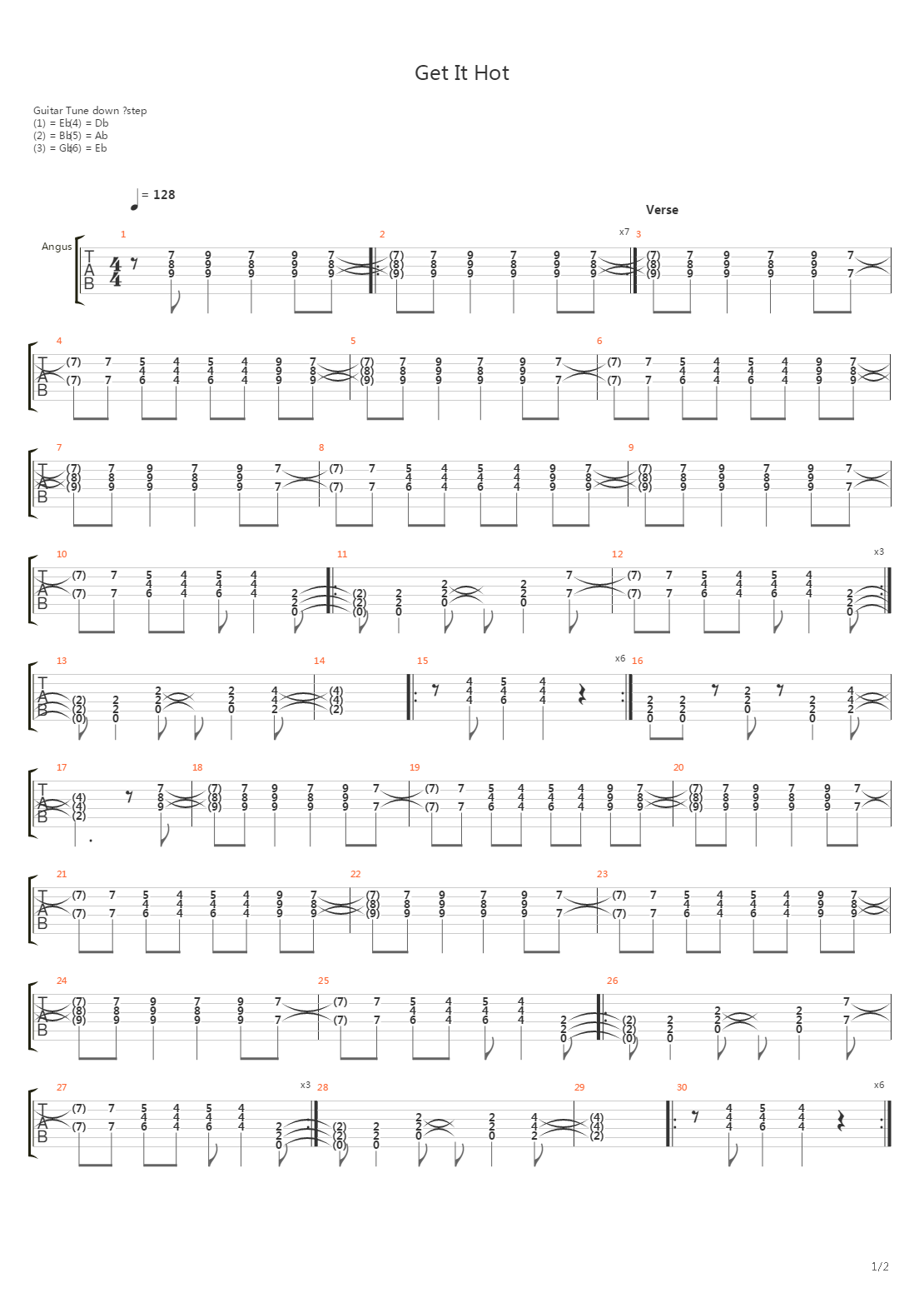 Get It Hot吉他谱