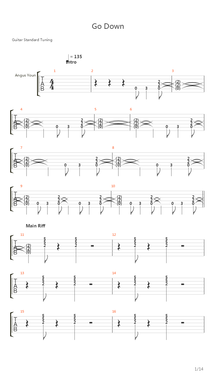 Go Down吉他谱