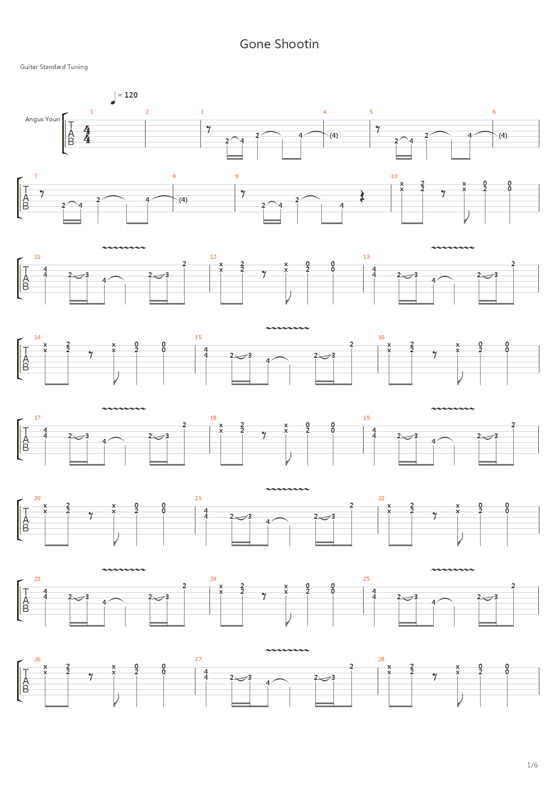 Gone Shootin吉他谱