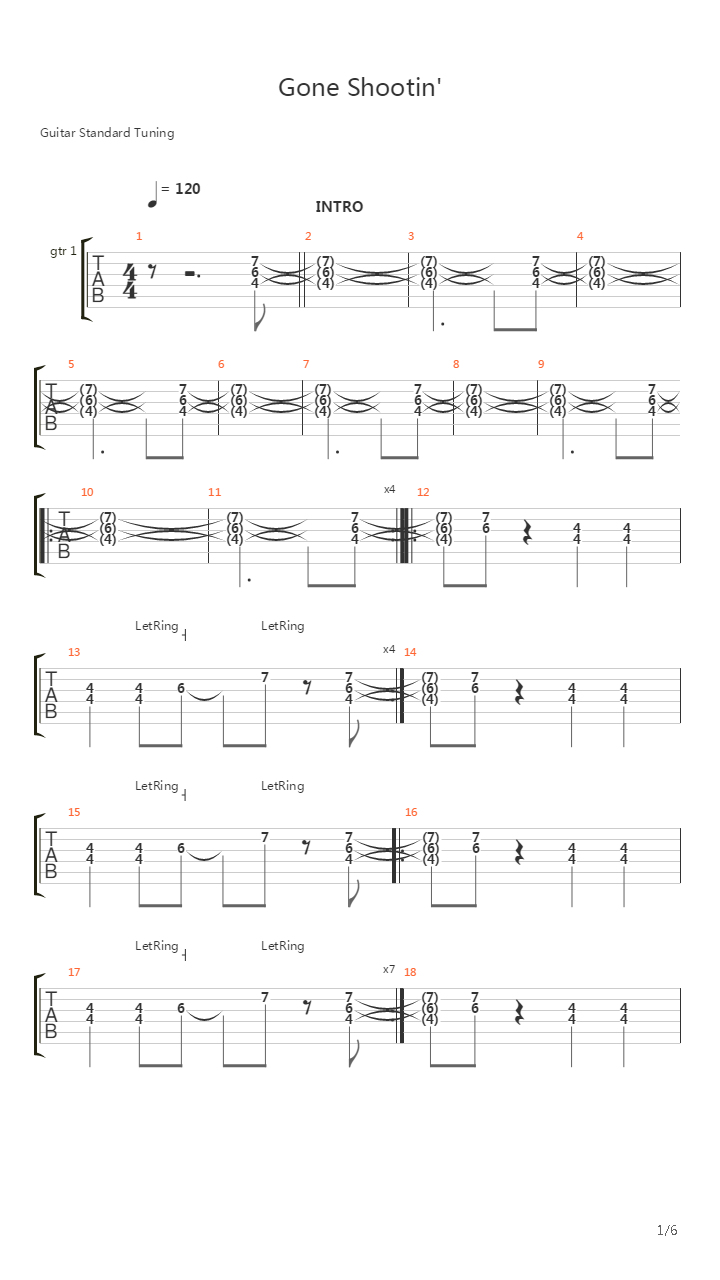 Gone Shootin吉他谱
