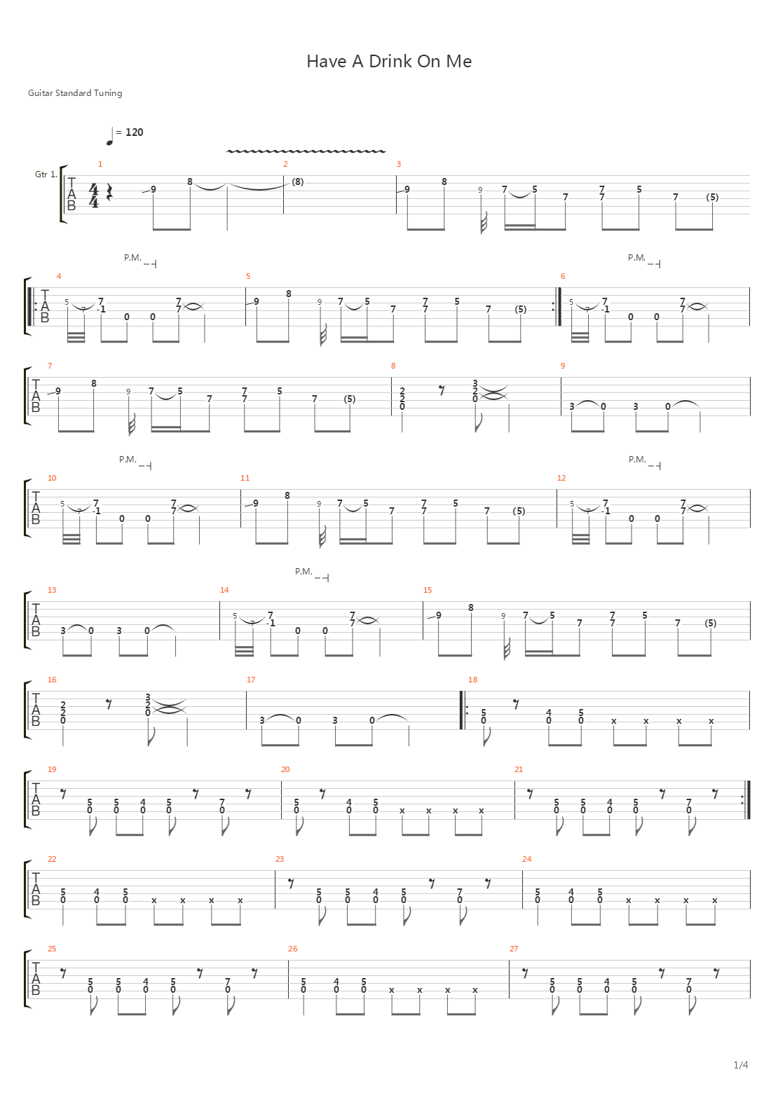 Have A Drink On Me吉他谱