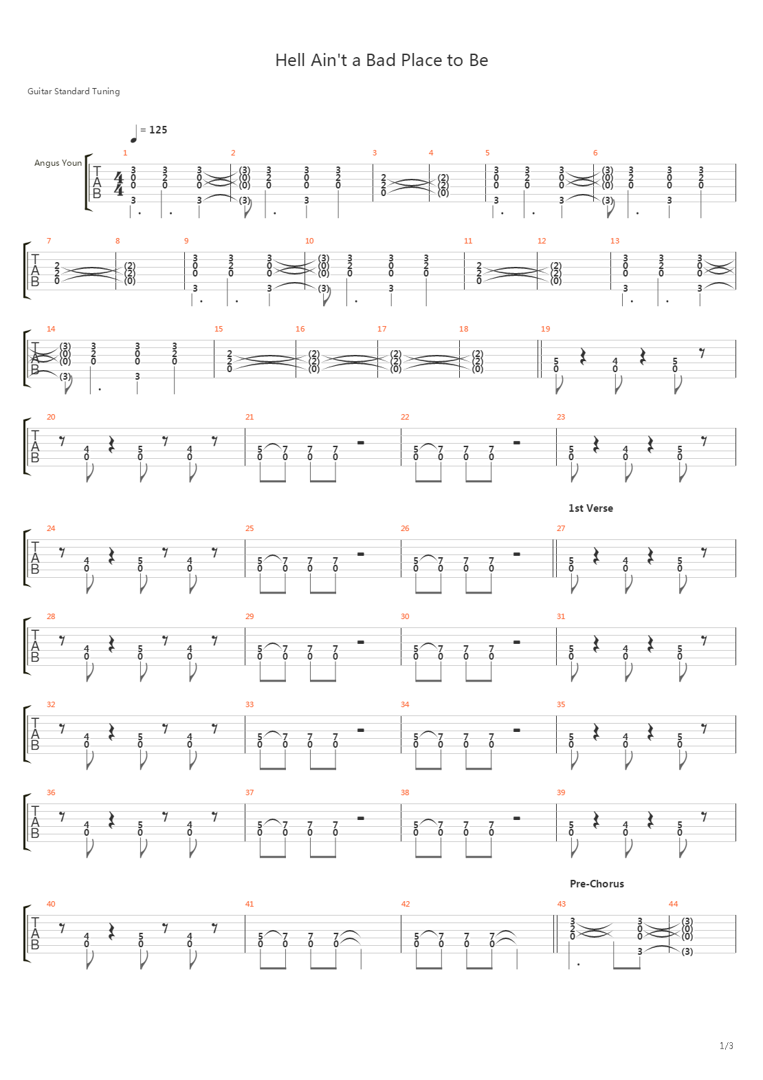 Hell Aint A Bad Place To Be吉他谱